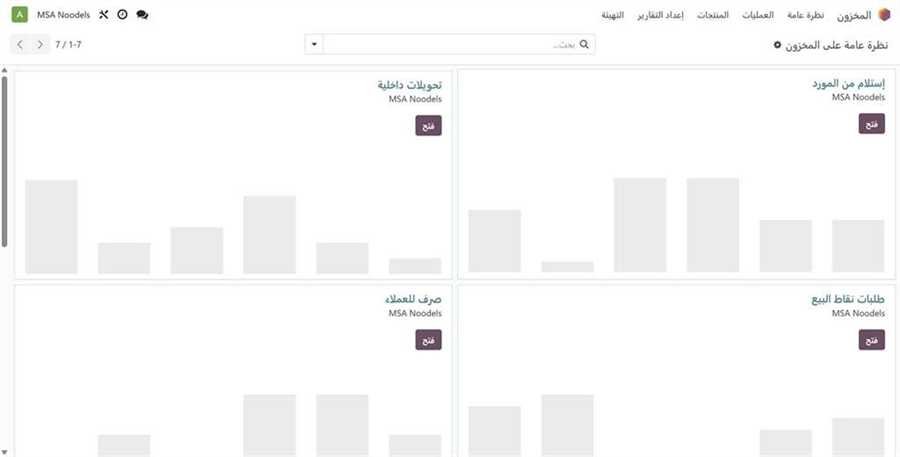 لوحة نظرة عامة على المخزون